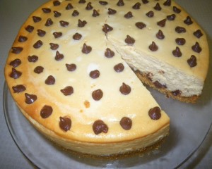 Bailey's Chocolate Chip Cheesecake sliced