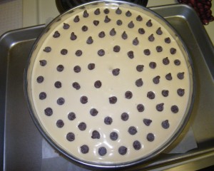 Bailey's Chocolate Chip Cheesecake ready for the oven