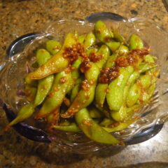 Teriyaki garlic glazed Edamame in a bowl